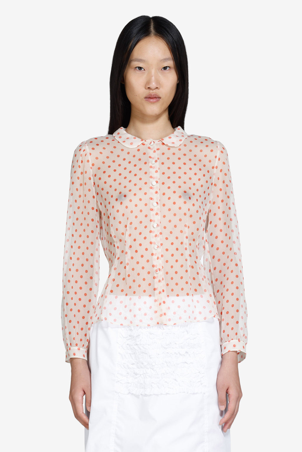 Sheer polka dot shirt