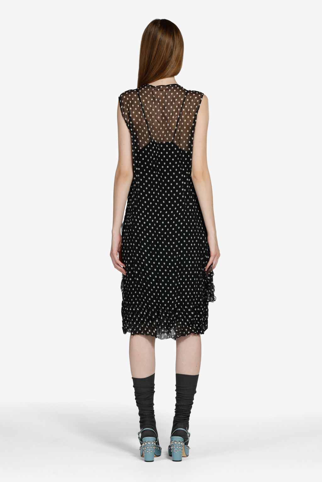 Polka dot dress with ruffles