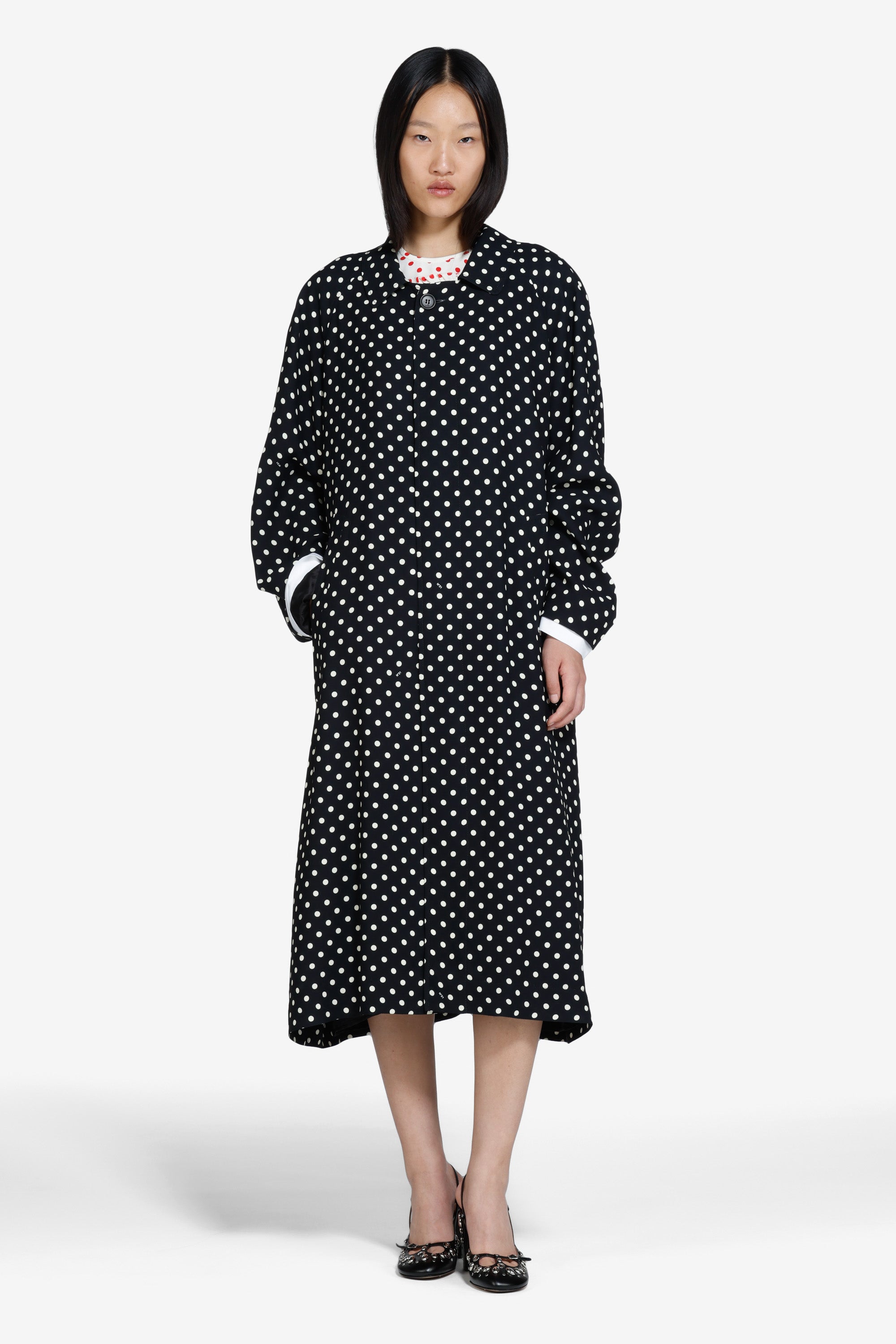 Polka dot long coat